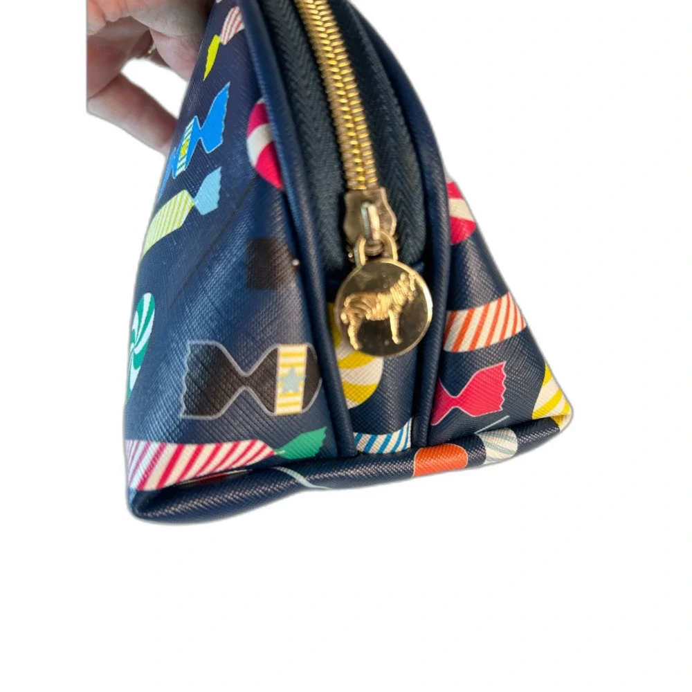 Dabney Lee NWOT Navy Multicolor Candy Print Zip Top Cosmetic Bag